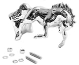 Hood Ornament Fighting Stallion for Flat Hood Chrome Die Cast 6 1/8 Tall GG48120