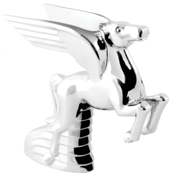 Chrome Flying Pegasus Hood Ornament Art Deco Style 5-3/16" Tall GG48123