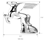 Chrome Flying Pegasus Hood Ornament Art Deco Style 5-3/16" Tall GG48123