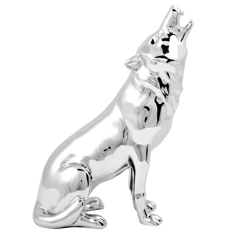 Hood Ornament Howling Wolf  4-1/8" L x 2-1/4" W x 5-3/4" H Chrome GG#48184