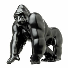 Hood Ornament Gorilla King Matte Black Metal 3 Hole Mount 4 3/4" Tall GG#48189