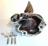 Hood Ornament Pull Flying Pig Chrome Metal for Flat Hood 7-5/8”, 3 Hole GG#48200