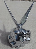Hood Ornament Pull Flying Pig Chrome Metal for Flat Hood 7-5/8”, 3 Hole GG#48200