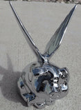 Hood Ornament Pull Flying Pig Chrome Metal for Flat Hood 7-5/8”, 3 Hole GG#48200