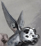Hood Ornament Pull Flying Pig Chrome Metal for Flat Hood 7-5/8”, 3 Hole GG#48200