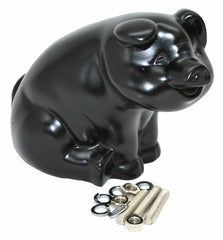 GG Hood Ornament Sitting Pig Matte Black with Base Pad 3 Studs 4" tall #48204