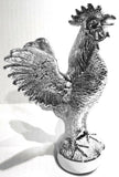 Hood Ornament Pull Rooster Chrome Metal Round Base 2-3/8" Diameter Base GG#48340