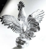 Hood Ornament Pull Rooster Chrome Metal Round Base 2-3/8" Diameter Base GG#48340