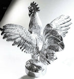 Hood Ornament Pull Rooster Chrome Metal Round Base 2-3/8" Diameter Base GG#48340
