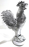 Hood Ornament Pull Rooster Chrome Metal Round Base 2-3/8" Diameter Base GG#48340