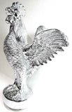 Hood Ornament Pull Rooster Chrome Metal Round Base 2-3/8" Diameter Base GG#48340