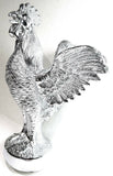Hood Ornament Pull Rooster Chrome Metal Round Base 2-3/8" Diameter Base GG#48340