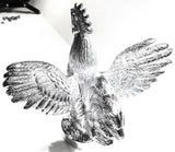 Hood Ornament Pull Rooster Chrome Metal Round Base 2-3/8" Diameter Base GG#48340