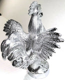 Hood Ornament Pull Rooster Chrome Metal Round Base 2-3/8" Diameter Base GG#48340