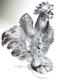 Hood Ornament Pull Rooster Chrome Metal Round Base 2-3/8" Diameter Base GG#48340