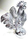 Hood Ornament Pull Rooster Chrome Metal Round Base 2-3/8" Diameter Base GG#48340