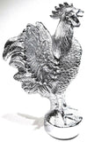 Hood Ornament Pull Rooster Chrome Metal Round Base 2-3/8" Diameter Base GG#48340