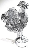 Hood Ornament Pull Rooster Chrome Metal Round Base 2-3/8" Diameter Base GG#48340