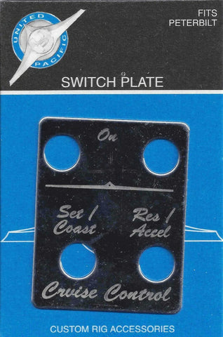 Toggle Switch Plate for Peterbilt Cruise Control Stainless Etched UP#48419