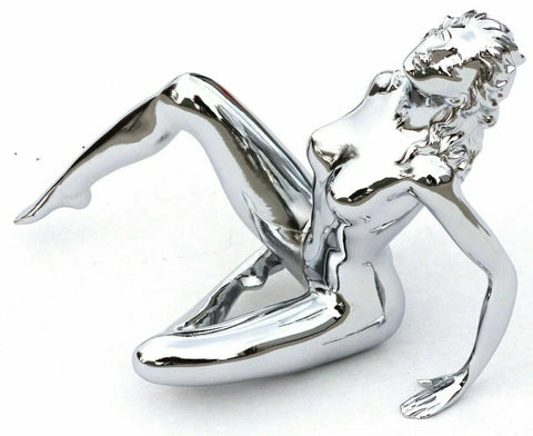 Hood Ornament Chrome Posing Sitting Lady Chrome Die Cast 6 1/4" Tall GG#48420