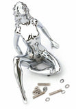 Hood Ornament Chrome Posing Sitting Lady Chrome Die Cast 6 1/4" Tall GG#48420
