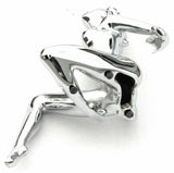 Hood Ornament Chrome Posing Sitting Lady Chrome Die Cast 6 1/4" Tall GG#48420