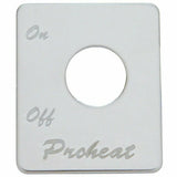 UP Switch Plate for Peterbilt Engine Heater Proheat Stainless Etched #48461