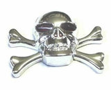 Cutout Skull & Crossbones Emblem w/Red Eyes Chrome Plastic Tape Mount UP#50100