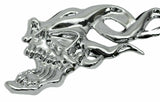 Cutout Flaming Skull Accent Face Left Chrome Plastic 7 1/4" Tape Mount UP#50102