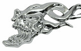 Cutout Flaming Skull Accent Face Left Chrome Plastic 7 1/4" Tape Mount UP#50102