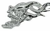 Cutout Flaming Skull Accent Face Left Chrome Plastic 7 1/4" Tape Mount UP#50102