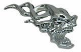 Cutout Flaming Skull Accent Face Right Chrome Plastic 7 1/4" Tape Mount UP#50103