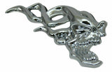 Cutout Flaming Skull Accent Face Right Chrome Plastic 7 1/4" Tape Mount UP#50103