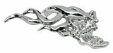 Cutout Flaming Skull Accent Face Right Chrome Plastic 7 1/4" Tape Mount UP#50103