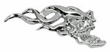 Cutout Flaming Skull Accent Face Right Chrome Plastic 7 1/4" Tape Mount UP#50103