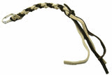 HTS Horn Pull Braided Leather Key Chain 10" Long 1" Ring Brown Beige #5025BB