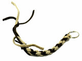 HTS Horn Pull Braided Leather Key Chain 10" Long 1" Ring Brown Beige #5025BB