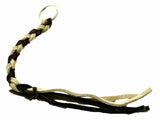 HTS Horn Pull Braided Leather Key Chain 10" Long 1" Ring Brown Beige #5025BB