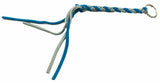 HTS Horn Pull Braided Leather Key Chain 10" Long 1" Ring Teal Blue Gray #5025BG