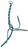 HTS Horn Pull Braided Leather Key Chain 10" Long 1" Ring Teal Blue Gray #5025BG