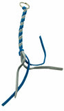 HTS Horn Pull Braided Leather Key Chain 10" Long 1" Ring Teal Blue Gray #5025BG