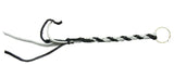 Horn Pull Braided Leather Key Chain 10" Long 1" Ring Black Gray HTS#5025BLG