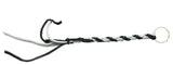 Horn Pull Braided Leather Key Chain 10" Long 1" Ring Black Gray HTS#5025BLG