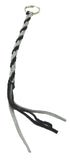 Horn Pull Braided Leather Key Chain 10" Long 1" Ring Black Gray HTS#5025BLG
