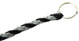 Horn Pull Braided Leather Key Chain 10" Long 1" Ring Black Gray HTS#5025BLG
