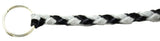 Horn Pull Braided Leather Key Chain 10" Long 1" Ring Black Gray HTS#5025BLG