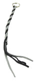 Horn Pull Braided Leather Key Chain 10" Long 1" Ring Black Gray HTS#5025BLG