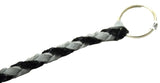 Horn Pull Braided Leather Key Chain 10" Long 1" Ring Black Gray HTS#5025BLG