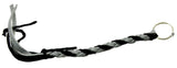 Horn Pull Braided Leather Key Chain 10" Long 1" Ring Black Gray HTS#5025BLG