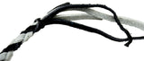 Horn Pull Braided Leather Key Chain 10" Long 1" Ring Black Gray HTS#5025BLG